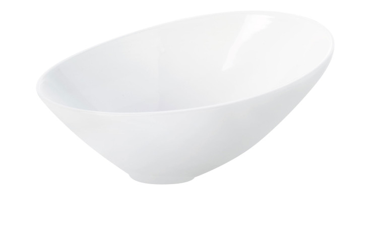 Weiße Schale ASA Selection Schale Grande, 32,5 cm, mit abgeschrägtem Rand auf einfarbigem weißem Grund.