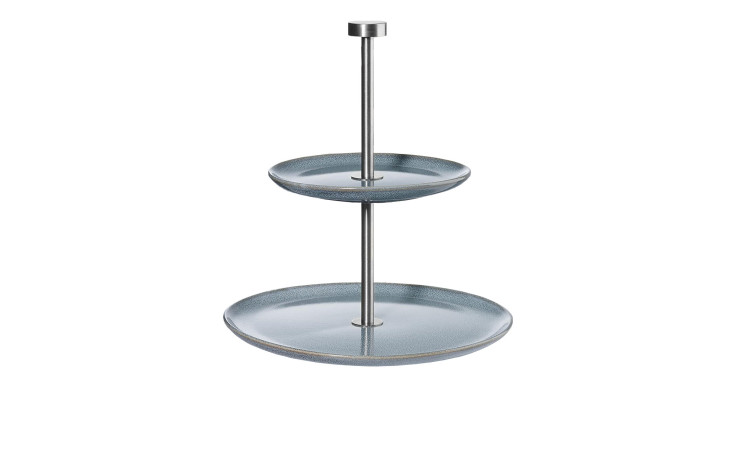 Etagere Saisons 22 cm von ASA Selection mit Blau Steingutplatten und stabiler Metallstange.