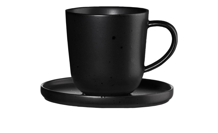 ASA Selection Espressotasse mit Unterteller Coppa 80 ml mit Henkel, 9 cm, vor weißem Hintergrund.