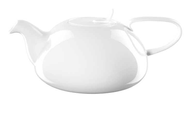 ASA Selection Teekanne à table 1 l, Fine Bone China, geschwungener Henkel, 9 cm hoch, auf einfarbig weißem Grund.