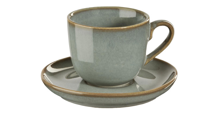 Die Cappuccinotasse mit Unterteller Saisons 230 ml von ASA Selection sorgt mit Grautönen und braunen Rändern für eine stilvolle Einrichtung.