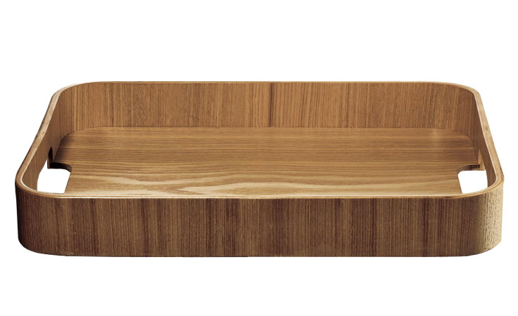 ASA Selection Holztablett Wood 27x4,5x35 cm: rechteckiges Tablett in holzfarben mit abgerundeten Ecken und ausgeschnittenen Griffen.