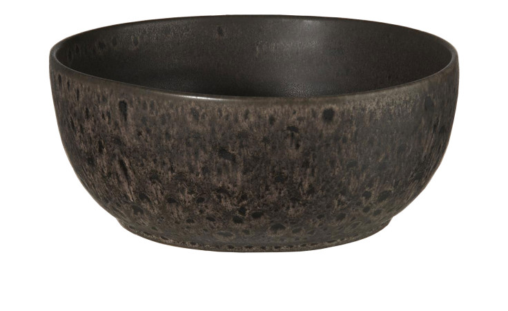 Die ASA Selection Poke Bowl 18 cm ist eine dunkle, strukturierte, runde Steinzeugschale auf weißem Hintergrund.