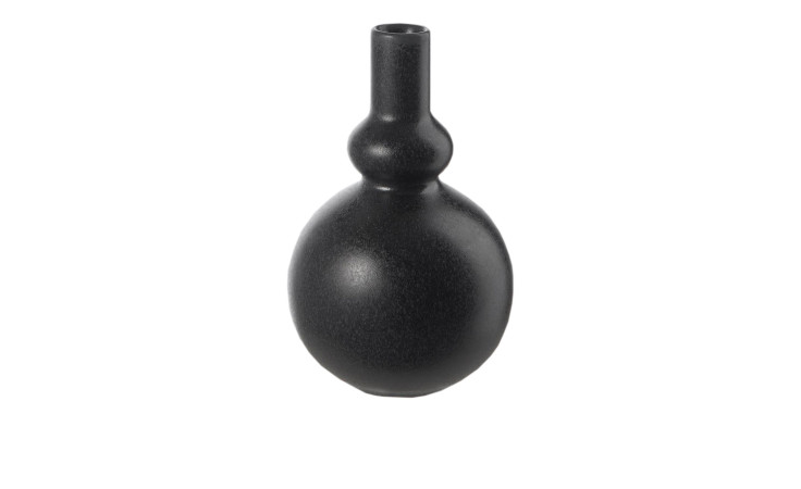 Vase Como 15,5 cm von ASA Selection - runde Steingutvase in mattem Schwarz mit schmaler Öffnung für Deko.