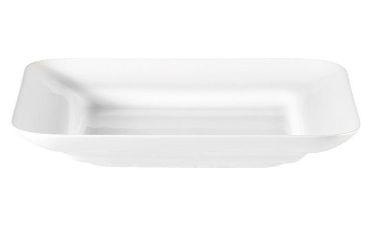 ASA Selection Platte Grande 45 x 30,5 cm, rechteckig, Weiß, Steingut mit leicht erhöhtem Rand auf weißem Hintergrund.
