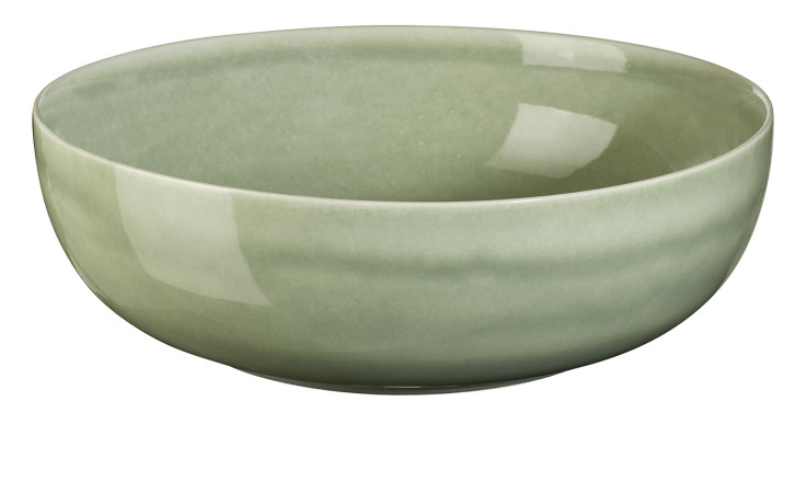 Die ASA Selection Salatschale Saisons 29,5 cm ist eine hellgrüne, glänzende Schale aus Steingut mit einem einfachen, runden Design.
