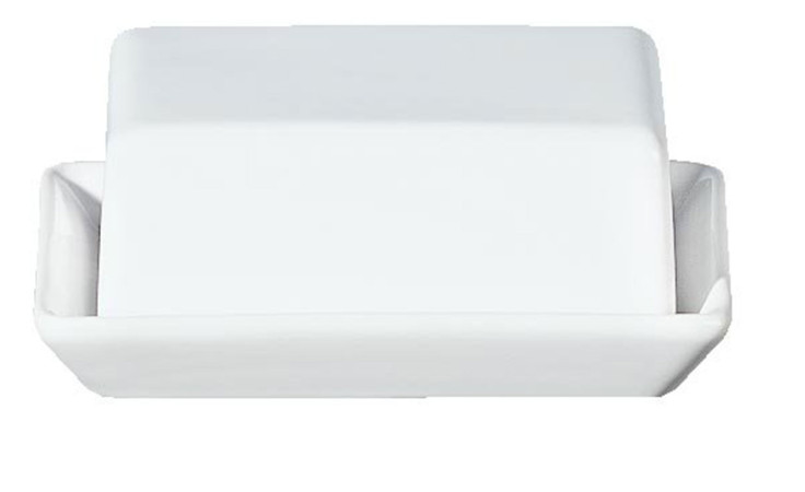 Butterdose Grande 13,5 x 7 x 16,5 cm von ASA Selection auf passendem Tablett vor weißem Hintergrund fotografiert.