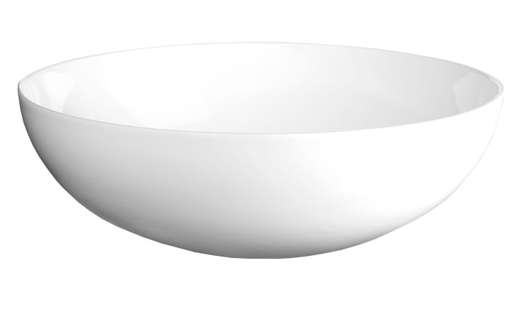 Die Buddha-Schale Atable 19,5 cm aus weißer Keramik mit glänzender Oberfläche vor weißem Hintergrund.