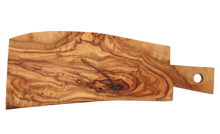 Schneidebrett Wood 37 cm: Rechteckiges Schneidebrett mit Griff und Holzmaserung, ideal als stilvolles Küchenzubehör.