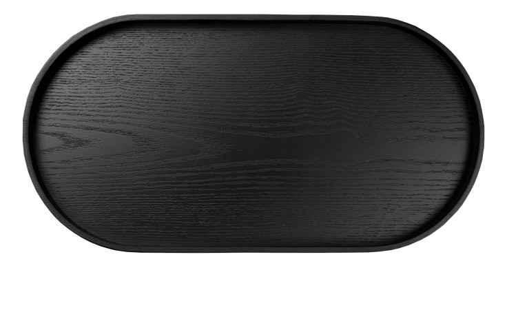 Schwarz Holztablett Wood 22,5 x 44 cm, oval, mit sichtbarer Maserung - ideal für stilvolle Dekorationen.