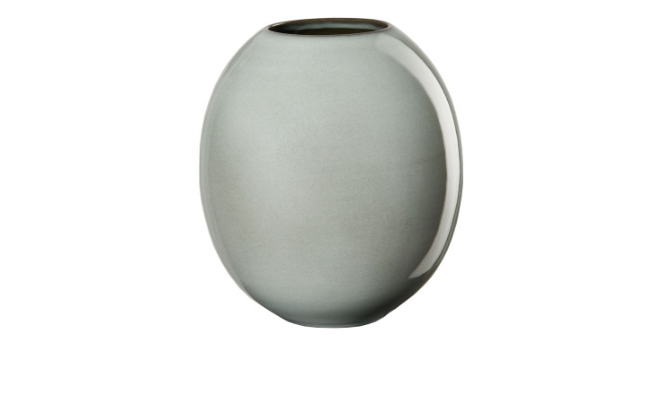 Glänzende Grau Tamago Vase, 18 cm, ovale Steingutform - ideal für stilvolle Dekorationen.
