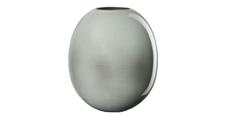 Glatte, ovale Vase Tamago 21 cm in hellem Grau mit einer kleinen Öffnung-perfekt für moderne Dekorationen.