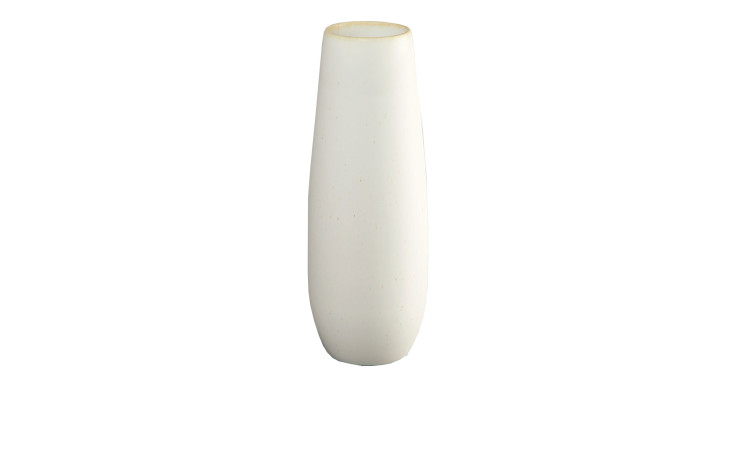 Die Vase Ease 6 cm ist eine hohe, glatte Vase aus weißem Steingut mit einem einfachen, minimalistischen Design.