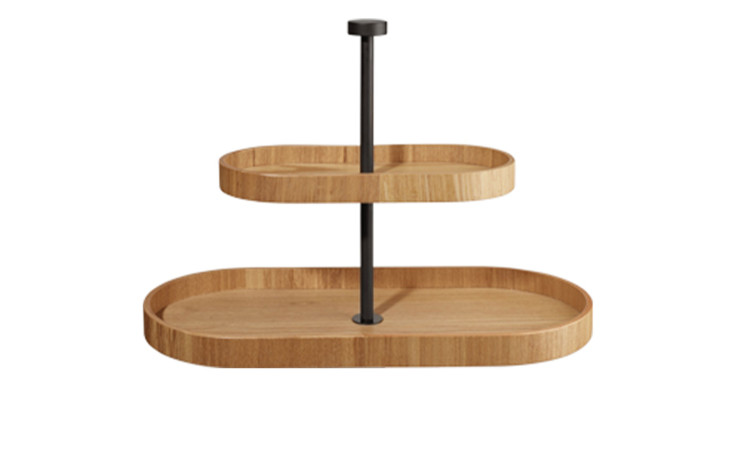 Die Etagere Wood 25 cm von ASA Selection hat ein zweistufiges Design mit schwarzem Metallgriff, perfekt für die Dekoration.