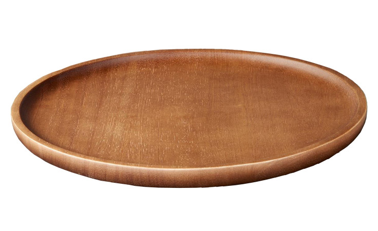 Der Holzteller Wood 30 cm von ASA Selection ist ein rundes, flaches Holztablett mit erhöhtem Rand auf weißem Hintergrund.