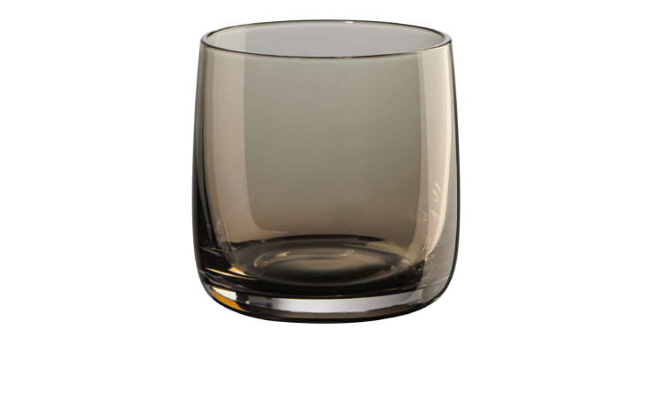 Der ASA Selection Glas Colored 200 ml Becher hat einen rauchigen, transparenten Look, eine runde Form und einen Durchmesser von 8 cm.