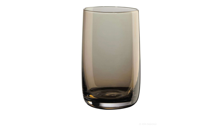 Ein hohes, leeres Longdrinkglas Colored 400 ml von ASA Selection mit 8 cm Durchmesser auf weißem Hintergrund.