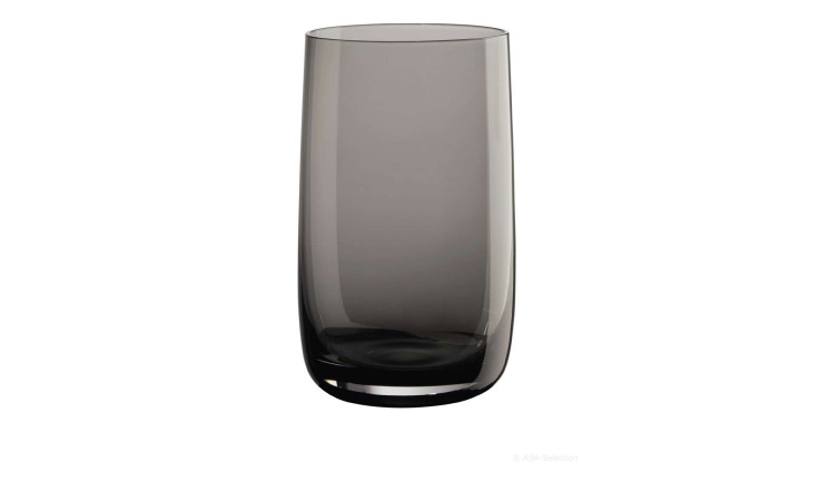 Das ASA Selection Longdrinkglas Colored 400 ml, ein hoher grauer Becher, steht auf einem weißen Hintergrund.