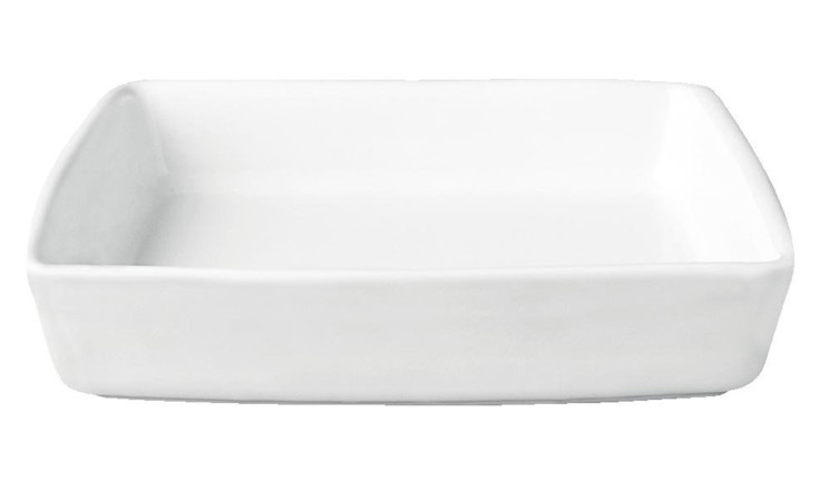 Die ASA Selection Auflaufform Grande 18,5 x 27,5 cm ist eine schlichte weiße rechteckige Auflaufform auf weißem Grund.
