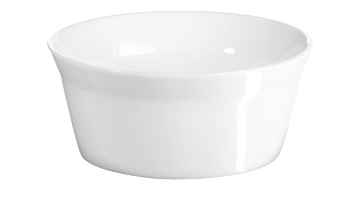 Die ASA Selection Souffle Form 10,5 cm, weiße Auflaufform aus Porzellan, ist auf weißem Grund abgebildet.