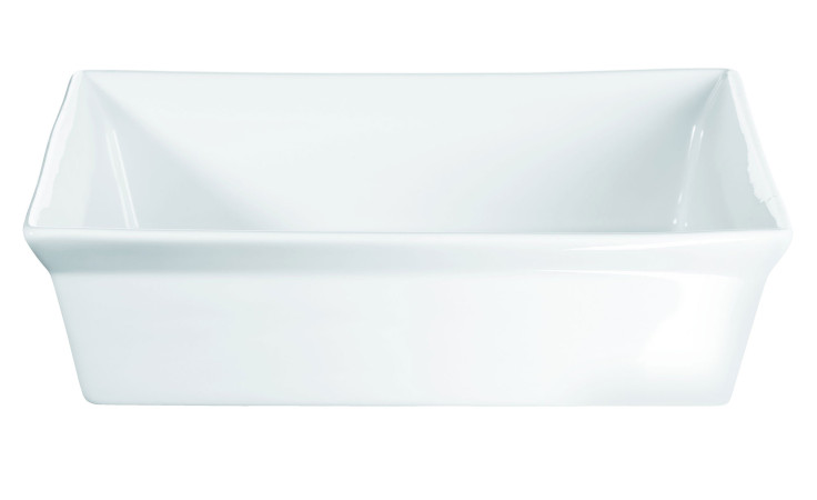 ASA Selection Gratin-Form, 23 x 23 x 6 cm, weißes Porzellan, mit glatten Seiten vor weißem Hintergrund.