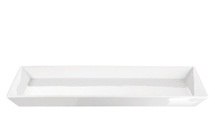 ASA Selection Servierplatte 34 x 22 cm, weißes Porzellan mit glatten, abgewinkelten Seiten.
