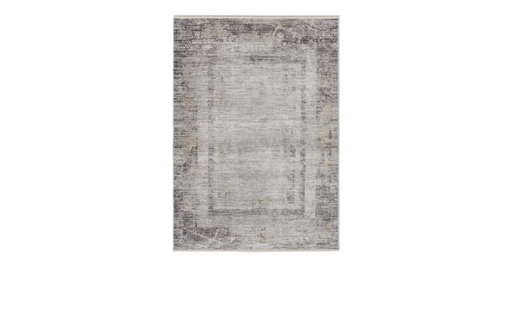 Astra Teppich Morena 200 x 290 cm - rechteckiger Polyesterteppich mit verblasstem grauen Muster und dezentem weißen Rand.