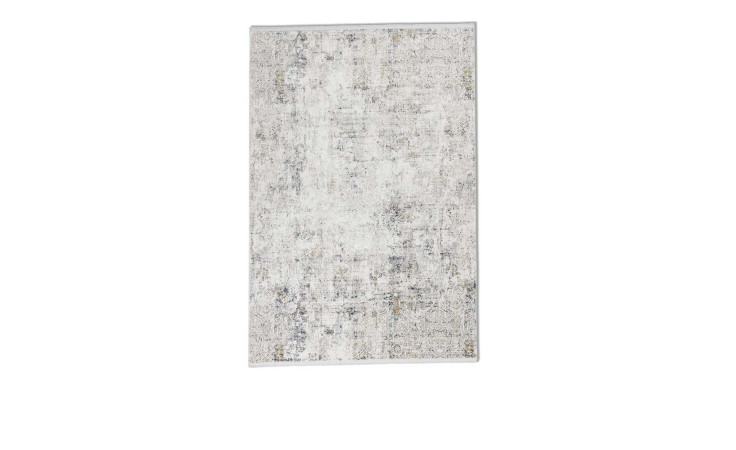Astra Teppich Positano 140x200 cm: cremefarbener Flächenteppich mit abstraktem Muster in Hellgrau und Weiß, Polyester-Viskose.