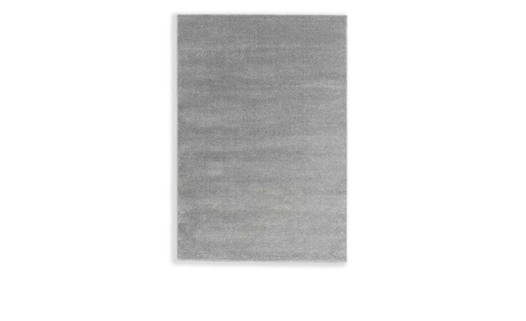 Teppich Pure 160 x 230 cm aus Polypropylen in Silber, rechteckig, weiche Oberfläche, auf weißem Hintergrund.
