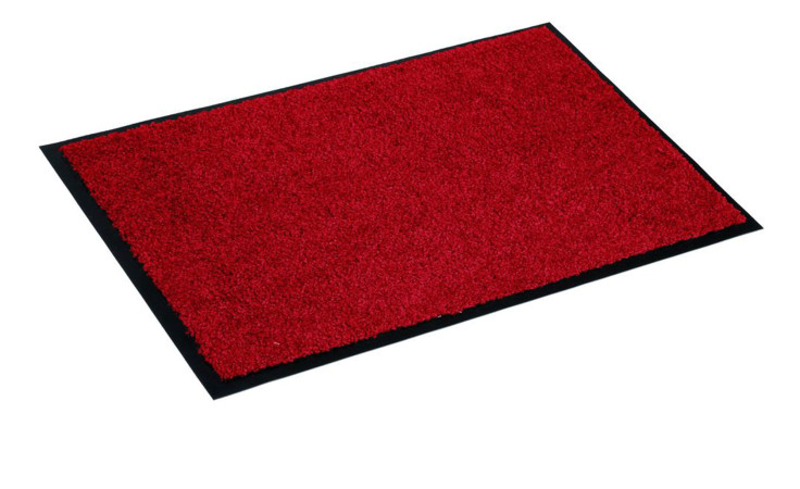 Die Astra Fußmatte Proper Tex 40 x 60 cm ist eine rechteckige rote Polyamid-Fußmatte mit schwarzem Rand auf weißem Grund.