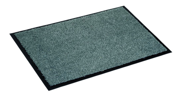 Die Astra Fußmatte Proper Tex 40x60 cm ist eine rechteckige Fußmatte aus Nylon mit schwarzem Rand auf weißem Grund.