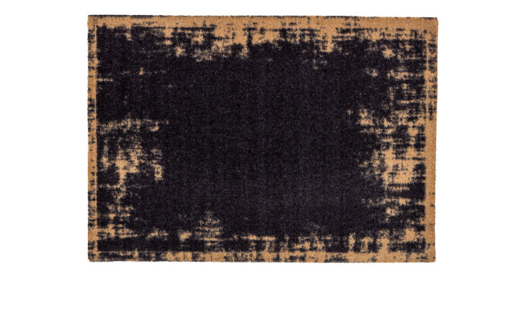 Astra Fußmatte Miabella 50x70 cm: rechteckiger Nylonteppich mit hellbrauner Umrandung und anthrazitfarbener, schwarzer Mitte.