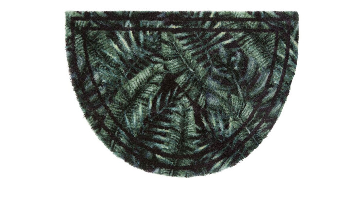 Astra Fußmatte Pure und Soft 50x70 cm, halbkreisförmig mit grün-schwarzem Farn auf weißem Hintergrund.