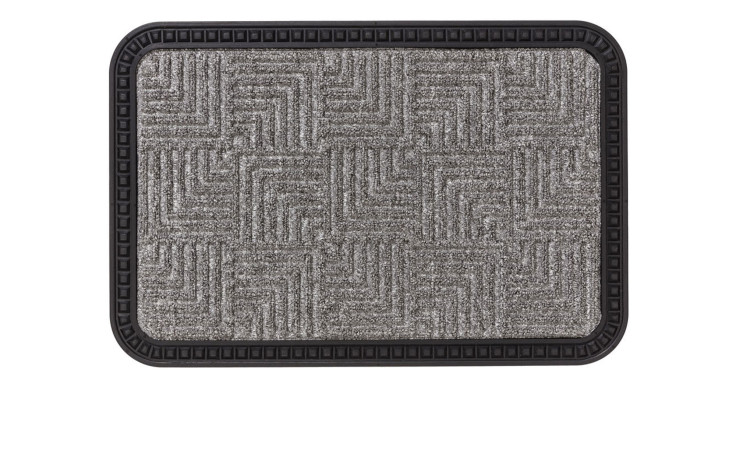 Astra Fußmatte Border Star 40x60 cm: grau, rechteckig, mit schwarzem Rand und geometrisch strukturierter Polypropylen-Oberfläche.