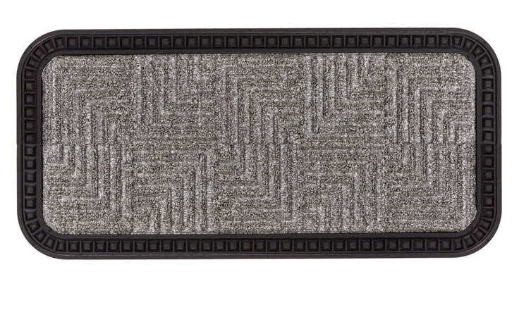Astra Fußmatte Border Star 25x60cm, silberfarben, Polypropylen, Geometriemuster, Kautschukrand.
