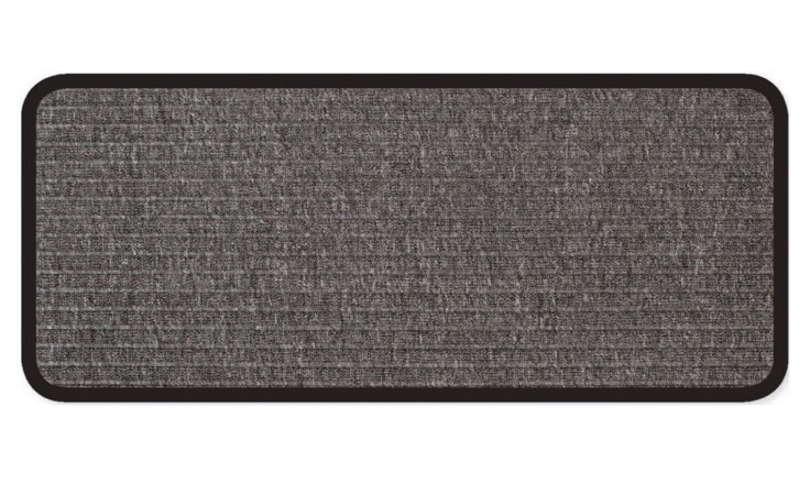 Astra Fußmatte Border Star 25x60 cm, grau, rechteckig mit schwarzem Kautschukrand auf weißem Hintergrund.