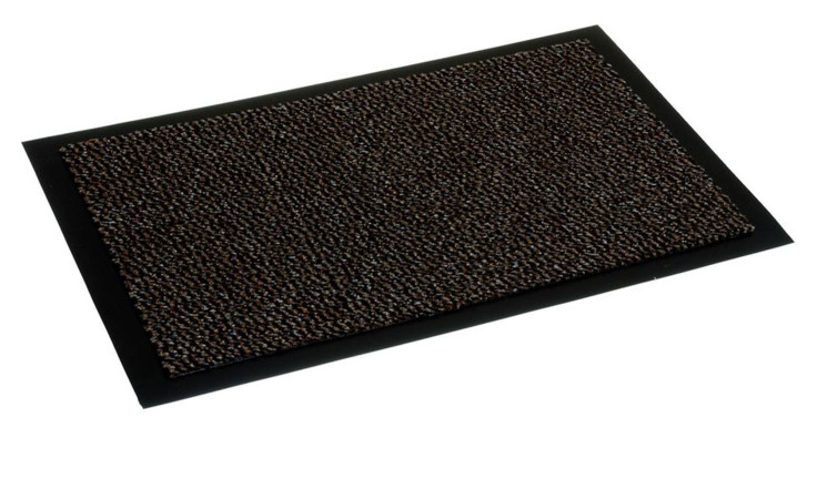 Die Astra Fußmatte Saphir, 60 x 90 cm, braun mit schwarzem Rand, Polypropylen, auf weißem Hintergrund.