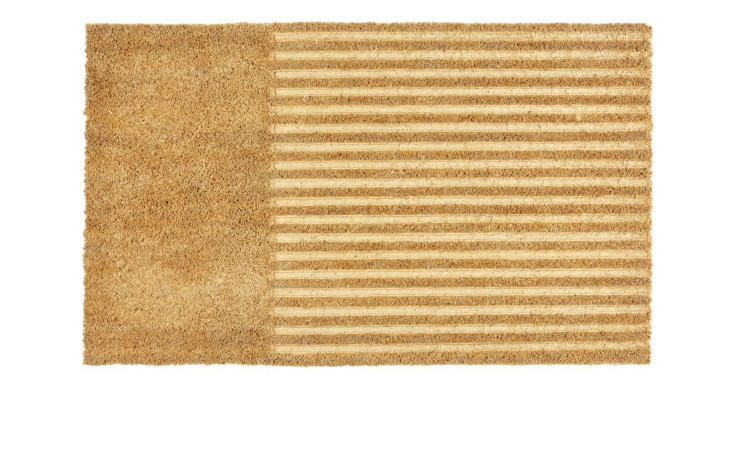 Astra Fußmatte Coco Shape 45x75 cm: rechteckige Kokosmatte mit einfarbiger linker Seite und braunen Streifen auf der rechten Seite.