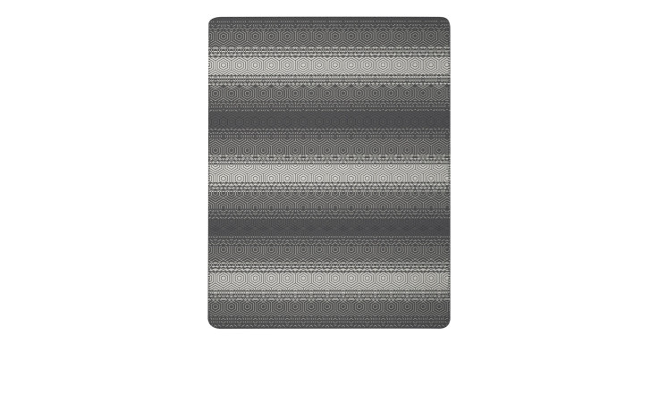 Die Wohndecke Deep 150 x 200 cm ist eine rechteckige graue Decke mit dunklen und hellen geometrischen Mustern auf Weiß.