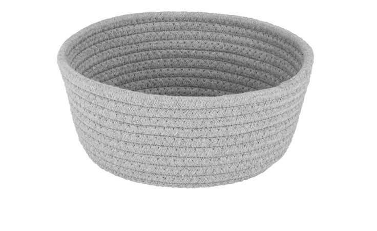 Der Brotkorb LifeStyle 22 cm von Justinus Bestecke: runde, graue Baumwollschale mit Rippstruktur auf Weiß.