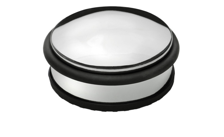 Runder Türstopper LifeStyle von Justinus Bestecke, silberfarben, Metall, mit schwarzem Kunststoff-Ring und -Basis.