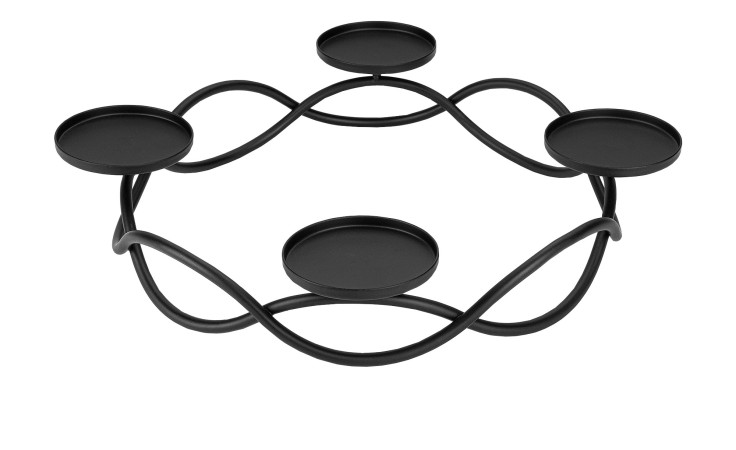 Justinus Bestecke Adventskranz 27,5 cm: Metall-Kerzenhalter mit 4 runden Plattformen und welligen Streben.