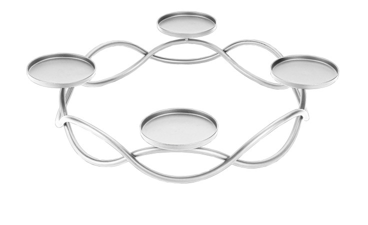 Der Adventskranz 27,5 cm von Justinus Bestecke: ein silberfarbener Kerzenhalter mit 5 Plattformen für stilvolle Dekoration.