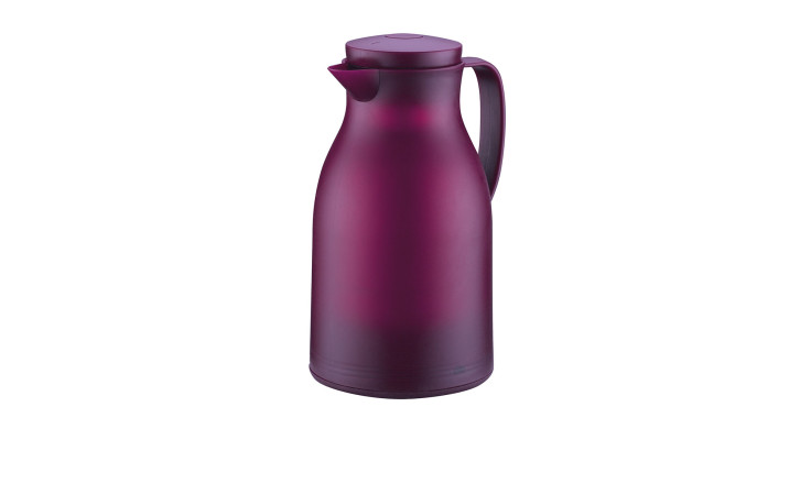Isolierkanne Monza 1 l in einem Beerenton mit Henkel und Ausguss, abgebildet auf einem schlichten weißen Hintergrund.