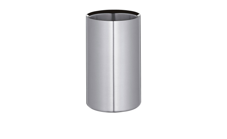 Der Weinkühler Classico ist ein großer, 21 cm hoher, silberner Edelstahlbehälter mit offenem Deckel auf weißem Grund.