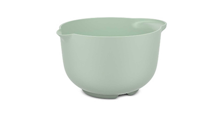 Hellgrüne Mepal Rührschüssel Chef it 3000 ml mit Ausguss, abgebildet auf weißem Hintergrund.