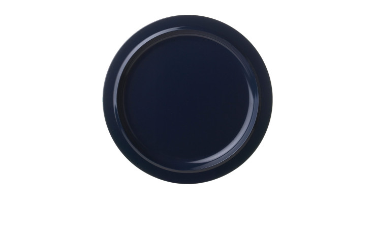 Der Mepal Frühstücksteller 22 cm ist ein schlichter, runder Kunststoffteller in Dunkelblau auf weißem Grund.
