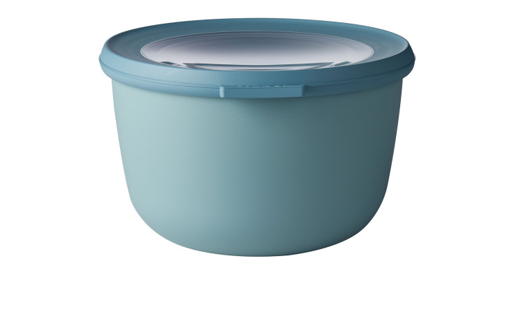 Der Mepal Multischüssel Cirqula 1 l ist ein runder, grüner Lebensmittelbehälter aus Kunststoff mit einem klaren, luftdichten Deckel.