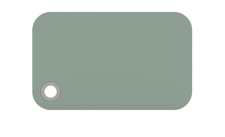 Ein Frühstücksbrettchen von Mepal aus grünem Kunststoff mit abgerundeten Ecken und kleinem Loch unten links.