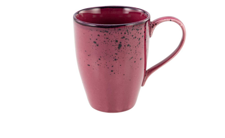 Der Creatable Kaffeebecher Nature 300 ml ist ein kastanienbrauner Becher mit schwarzen Sprenkeln und großem Henkel, Höhe 11 cm.